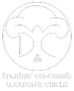 The DCWC logo, white on a green background. A tree in a circle with a spiral at its roots. Text: Druidry Centered Women's Circle